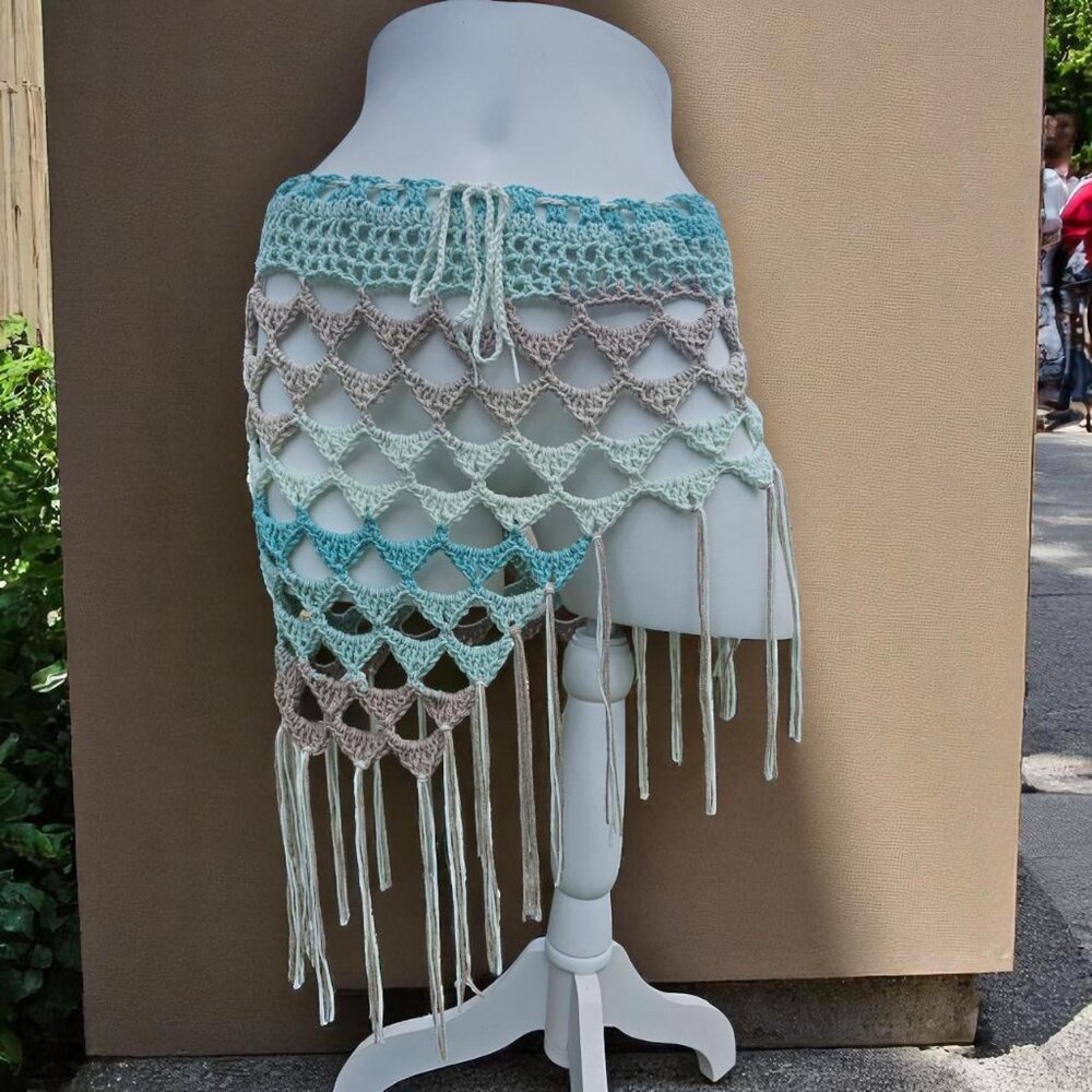 Handmade Crochet Mesh‎ Skirt - Boho Mermaid Vibes 🐚✨
